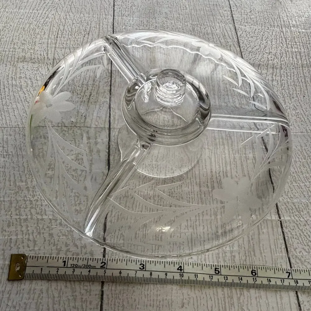 Replacement Glass Divided Serving Tray for Threaded Stand